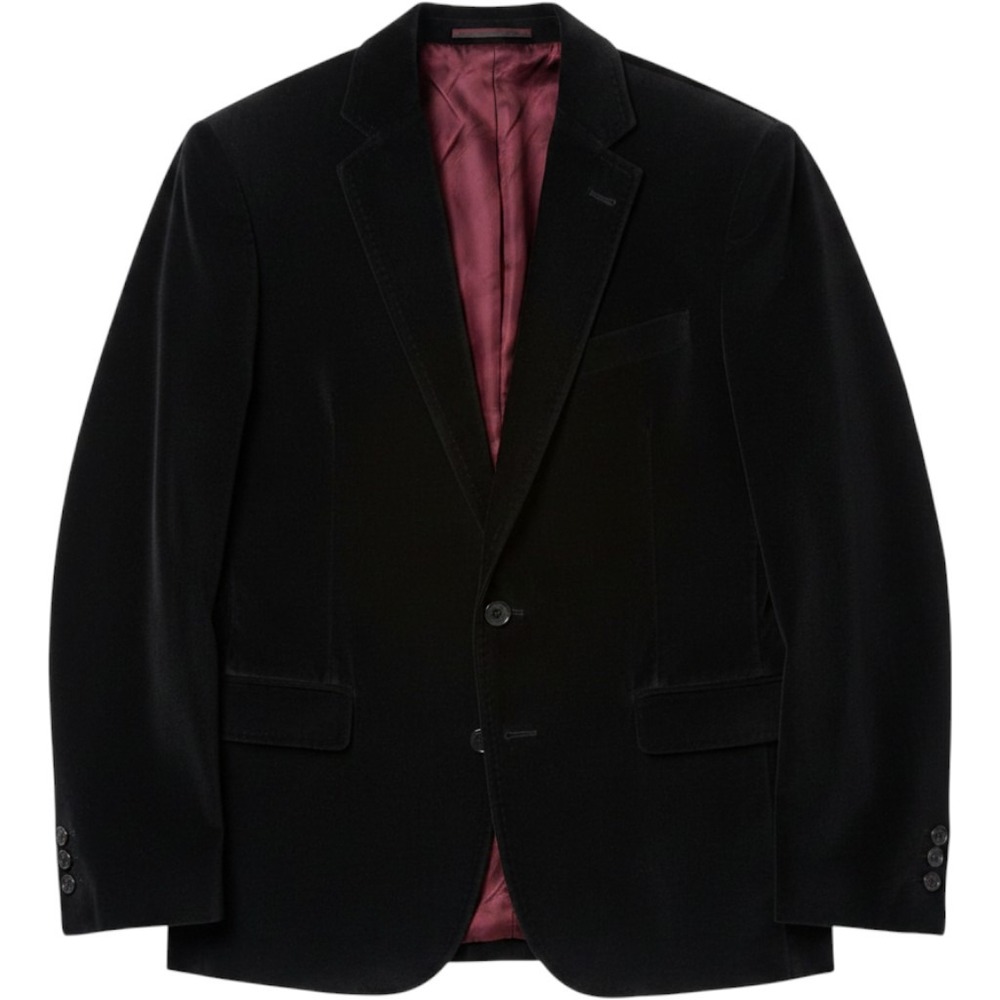 Lucky Brand Black‎ Velvet Blazer Womens XL Cotton Two Button Burgundy Lining
